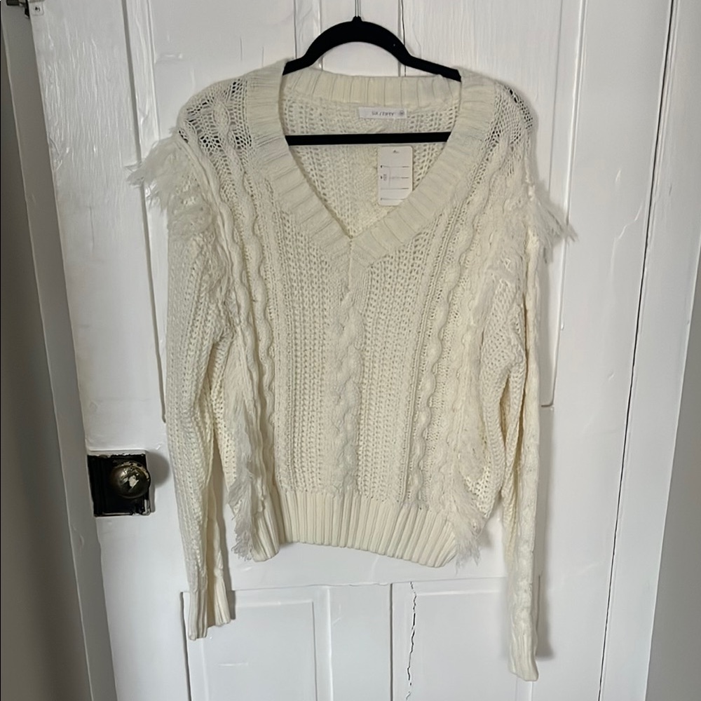 Women's Cream Cable Knit Sweater